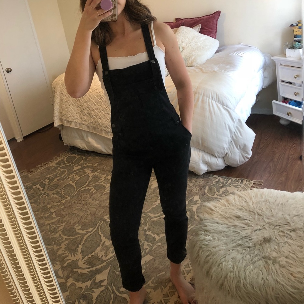 FREE PEOPLE High Waist Black Overall Jeans